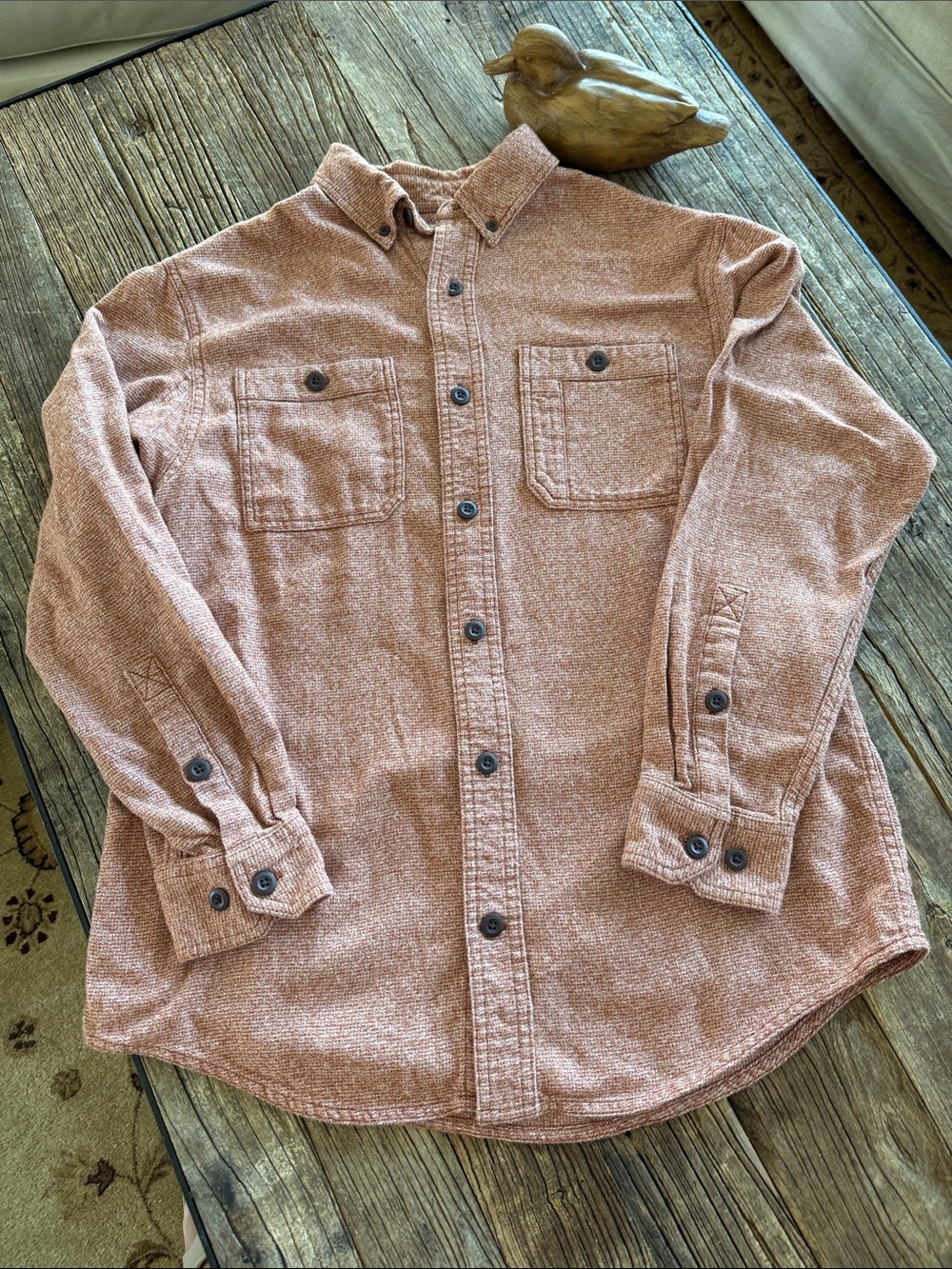 Duluth Trading Company Rust Heather Button-Up Shirt